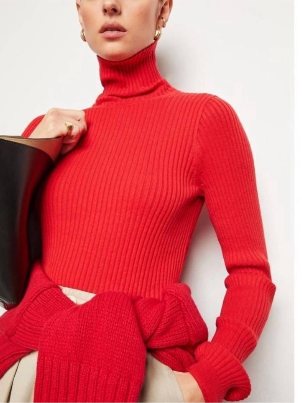 Alex Mill Christy Cristy Ribbed Turtleneck Red Size xs cotton cashmere